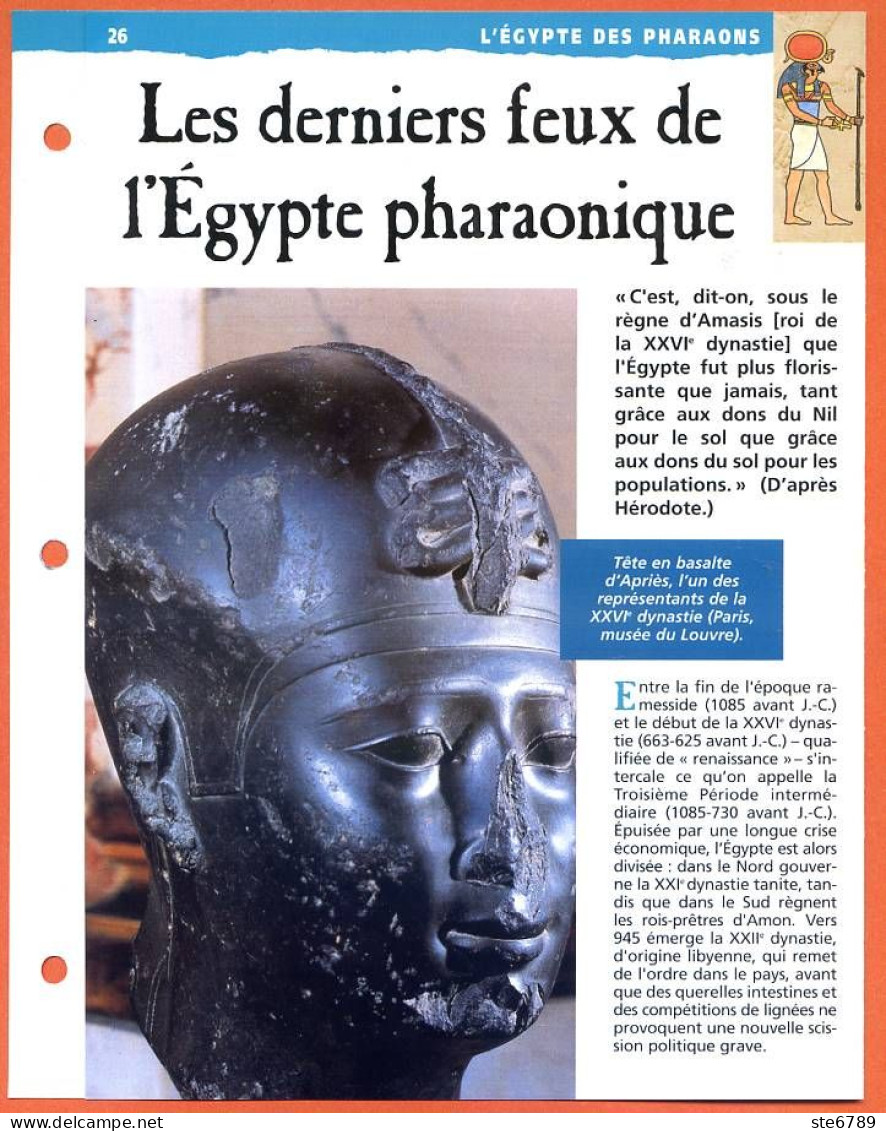 LES DERNIERS FEUX DE EGYPTE PHARAONIQUE   Histoire Fiche Dépliante Egypte Des Pharaons - Storia