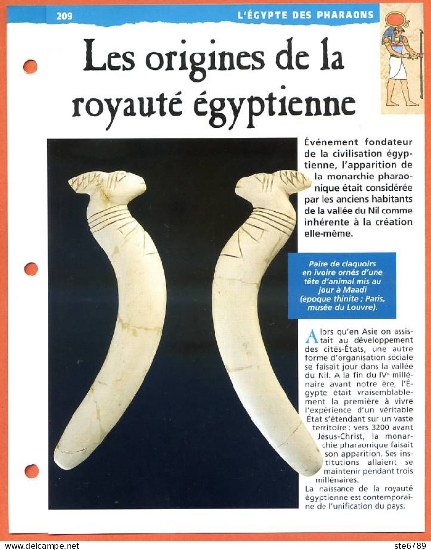 LES ORIGINES DE LA ROYAUTE EGYPTIENNE Histoire Fiche Dépliante Egypte Des Pharaons - Histoire