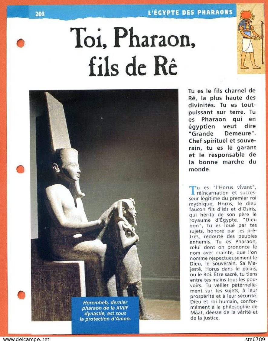 TOI , PHARAON ,  FILS DE RE Histoire Fiche Dépliante Egypte Des Pharaons - History