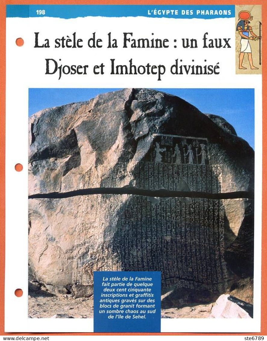 LA STELE DE LA FAMINE UN FAUX DJOSER ET IMHOTEP DIVINISE Histoire Fiche Dépliante Egypte Des Pharaons - Histoire