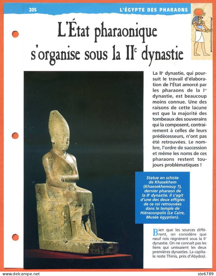 L'ETAT PHARAONIQUE S'ORGANISE SOUS LA 2° DYNASTIE  Histoire Fiche Dépliante Egypte Des Pharaons - Histoire