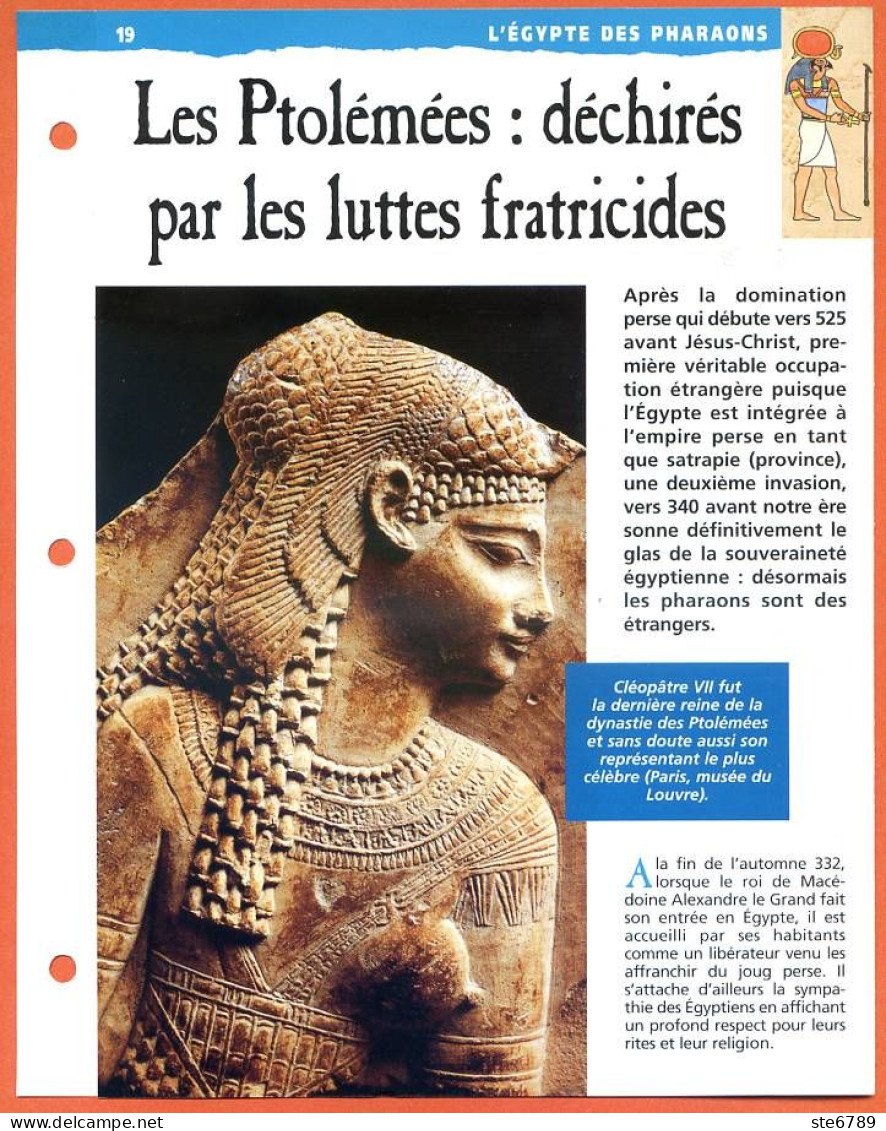 LES PTOLEMEES DECHIRES PAR LES LUTTES FRATRICIDES  Histoire Fiche Dépliante Egypte Des Pharaons - Storia