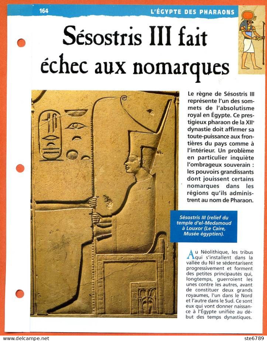 SESOSTRIS III FAIT ECHEC AUX NOMARQUES   Histoire Fiche Dépliante Egypte Des Pharaons - Histoire