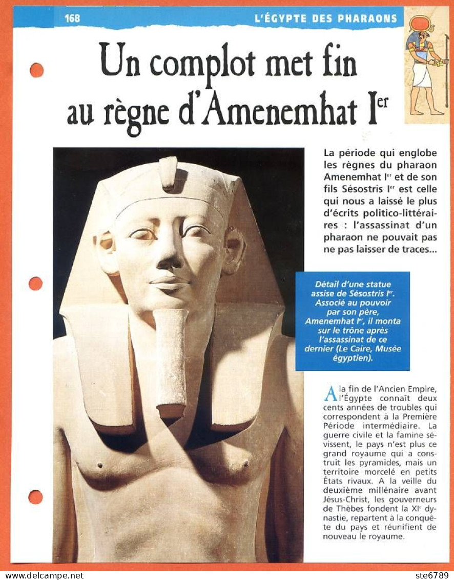 UN COMPLOT MET FIN AU REGNE D'AMENEMHAT I  Histoire Fiche Dépliante Egypte Des Pharaons - Histoire