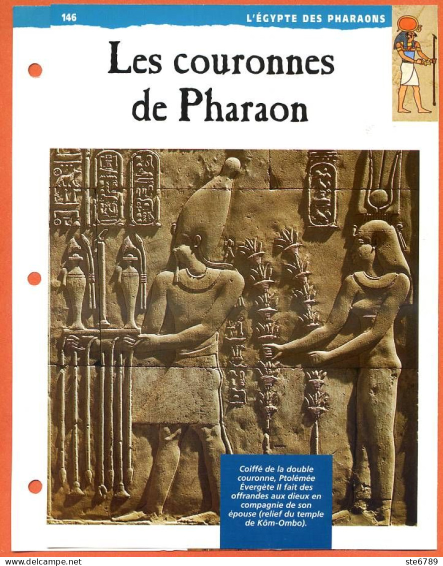 LES COURONNES DU PHARAON  Histoire Fiche Dépliante Egypte Des Pharaons - Geschichte