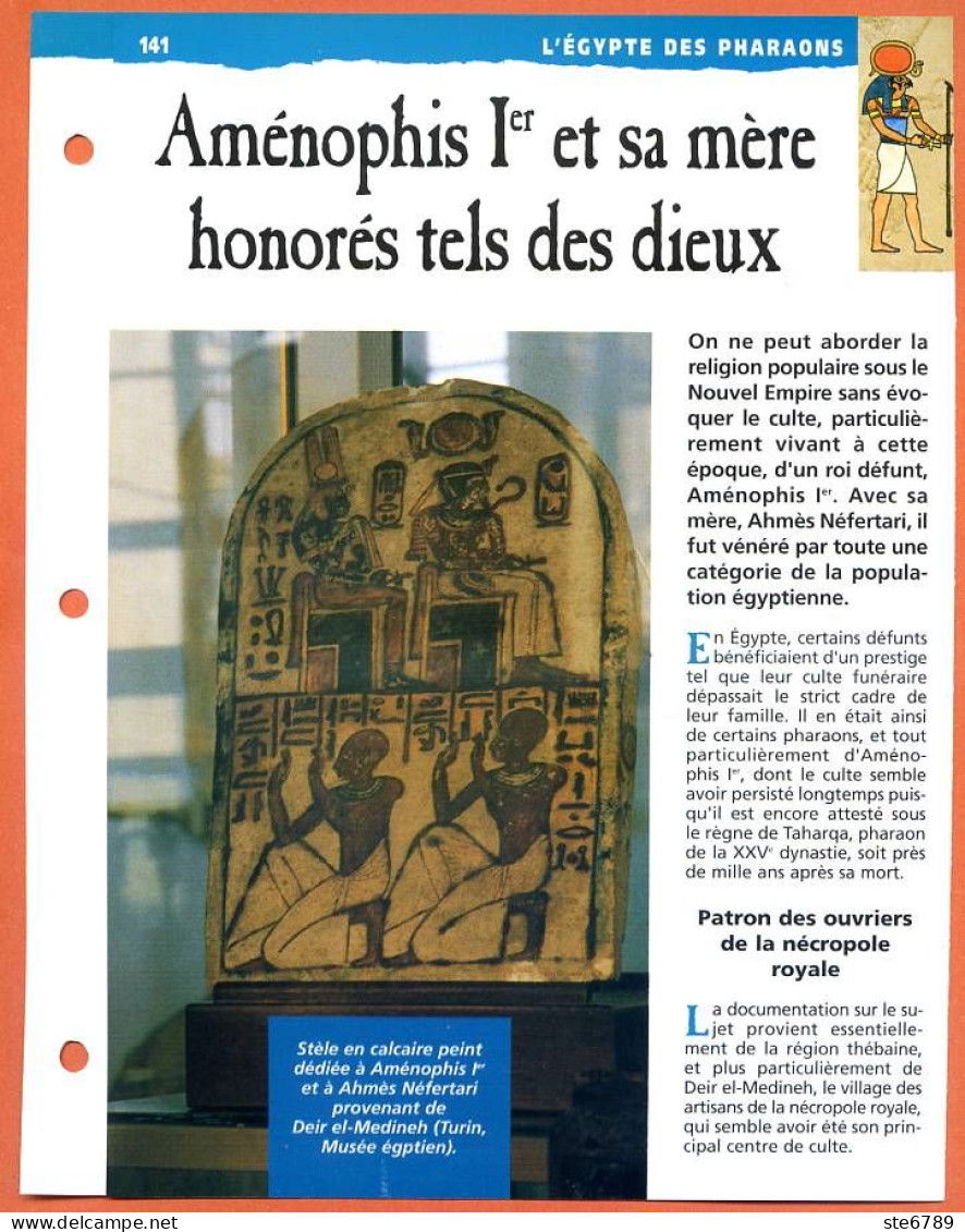 AMENOPHIS I ET SA MERE HONORES TELS DES DIEUX  Histoire Fiche Dépliante Egypte Des Pharaons - Histoire