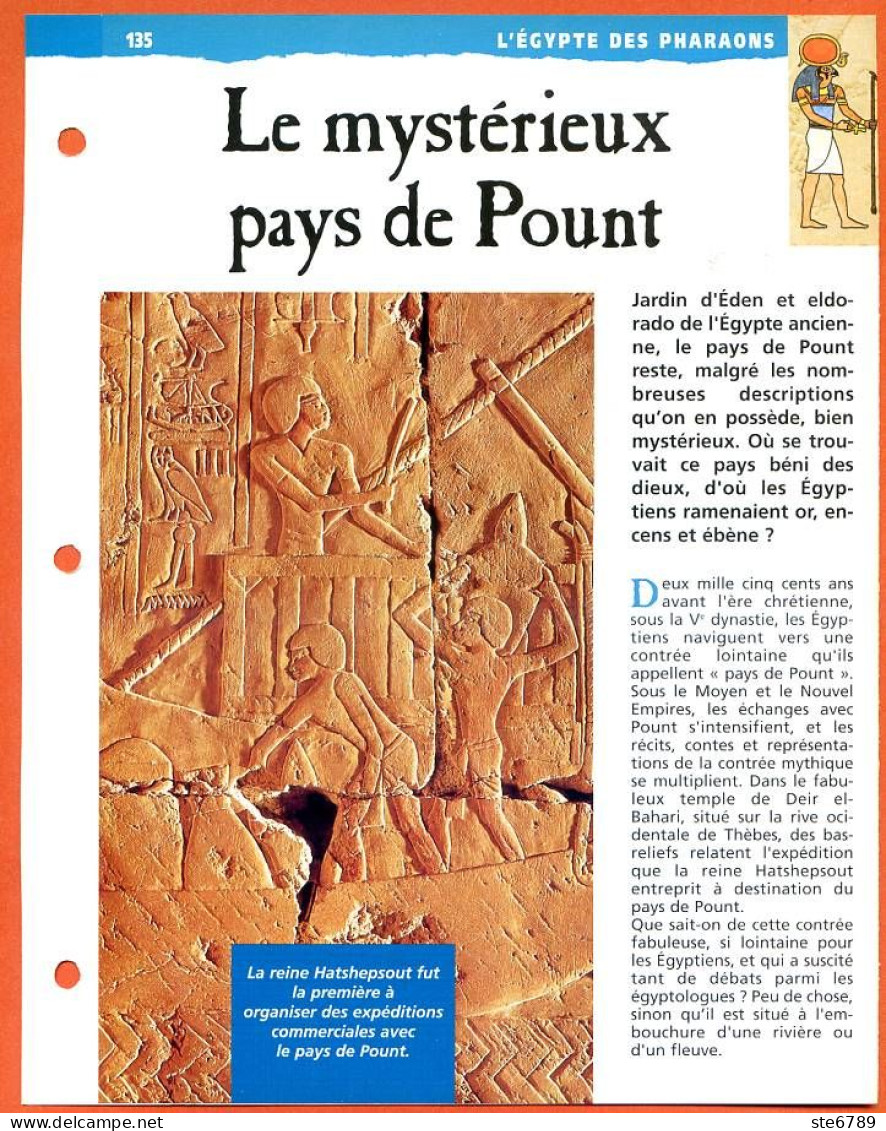 LE MYSTERIEUX PAYS DE POUNT  Histoire Fiche Dépliante Egypte Des Pharaons - Storia