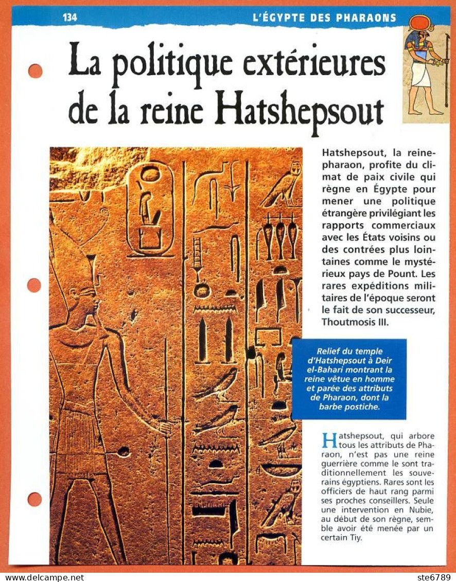 POLITIQUE EXTERIEURE DE LA REINE HATSHEPSOUT   Histoire Fiche Dépliante Egypte Des Pharaons - Historia