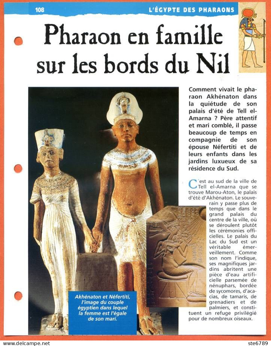 PHARAON EN FAMILLE SUR LES BORDS DU NIL   Histoire Fiche Dépliante Egypte Des Pharaons - Storia