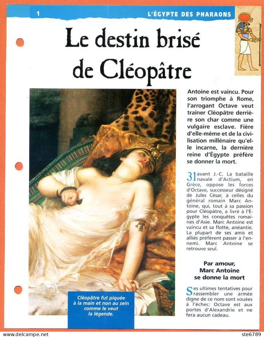 LE DESTIN BRISE DE CLEOPATRE  Histoire Fiche Dépliante Egypte Des Pharaons - Geschiedenis