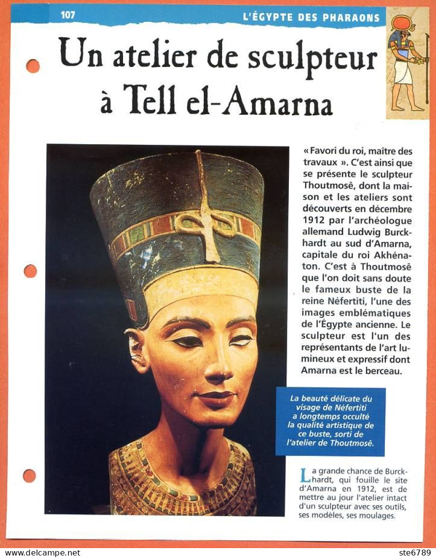 UN ATELIER DE SCULPTEUR A TELL EL AMARNA  Histoire Fiche Dépliante Egypte Des Pharaons - Historia