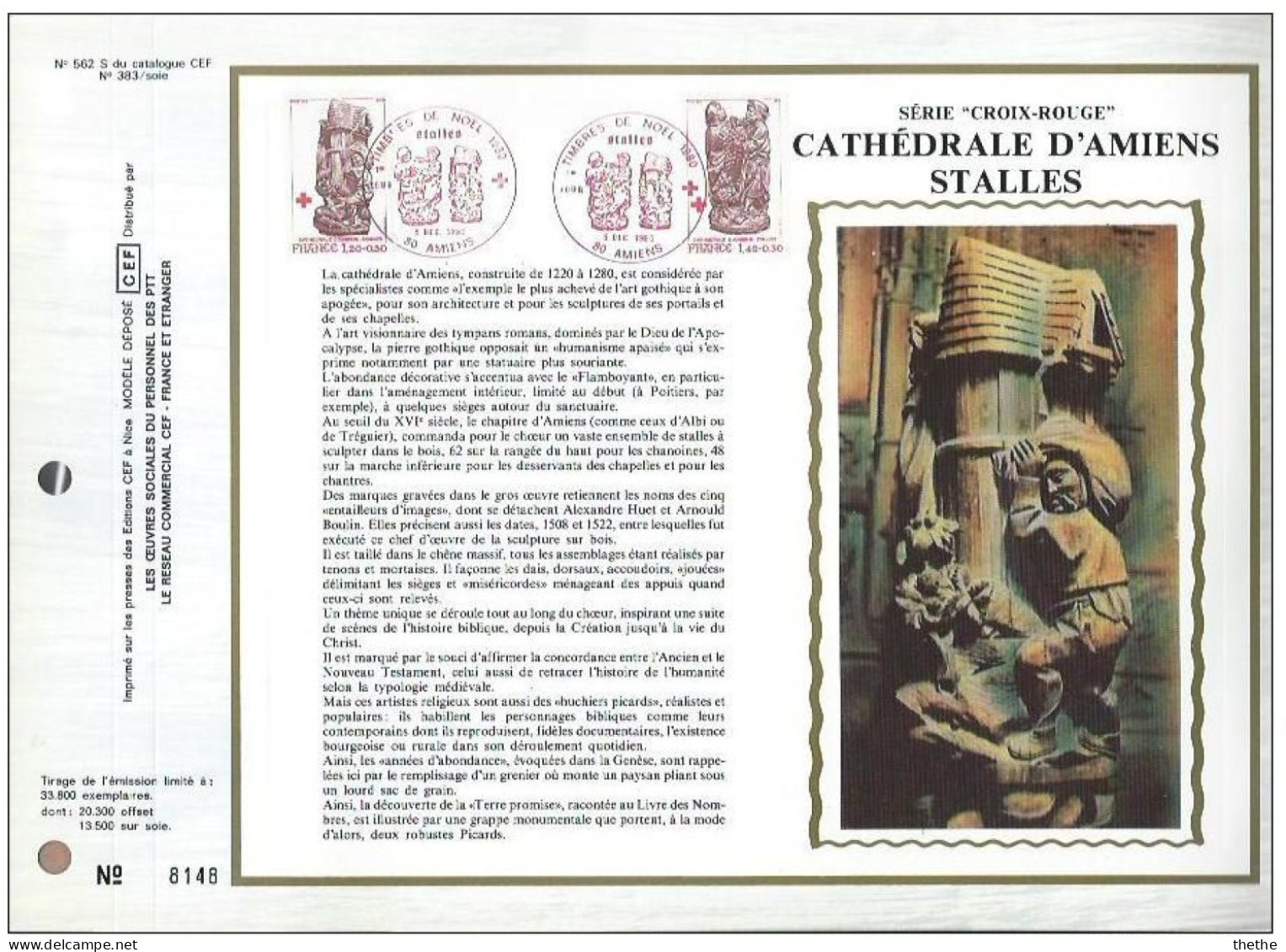 FRANCE -  Au Profit De La Croix-Rouge - Stalles De La Cathédrale D'Amiens - N° 562 S Du Catalogue CEF - 1980-1989