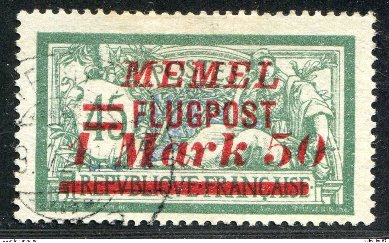 REF 090 > MEMEL < Yv PA N° 23A Ø Surcharge Espacée 3½ Mn < Oblitéré Dos Visible - Used Ø Air Mail - Usados