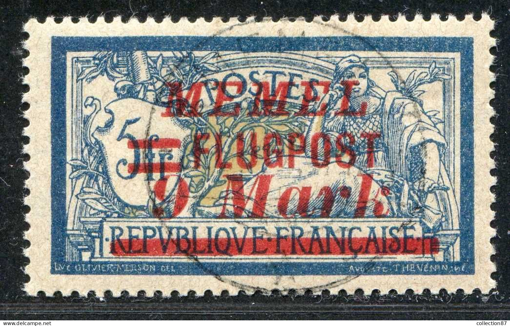 REF 090 > MEMEL < Yv PA N° 29A Ø Surcharge Espacée 3½ Mn < Oblitéré Dos Visible - Used Ø Air Mail - Usati