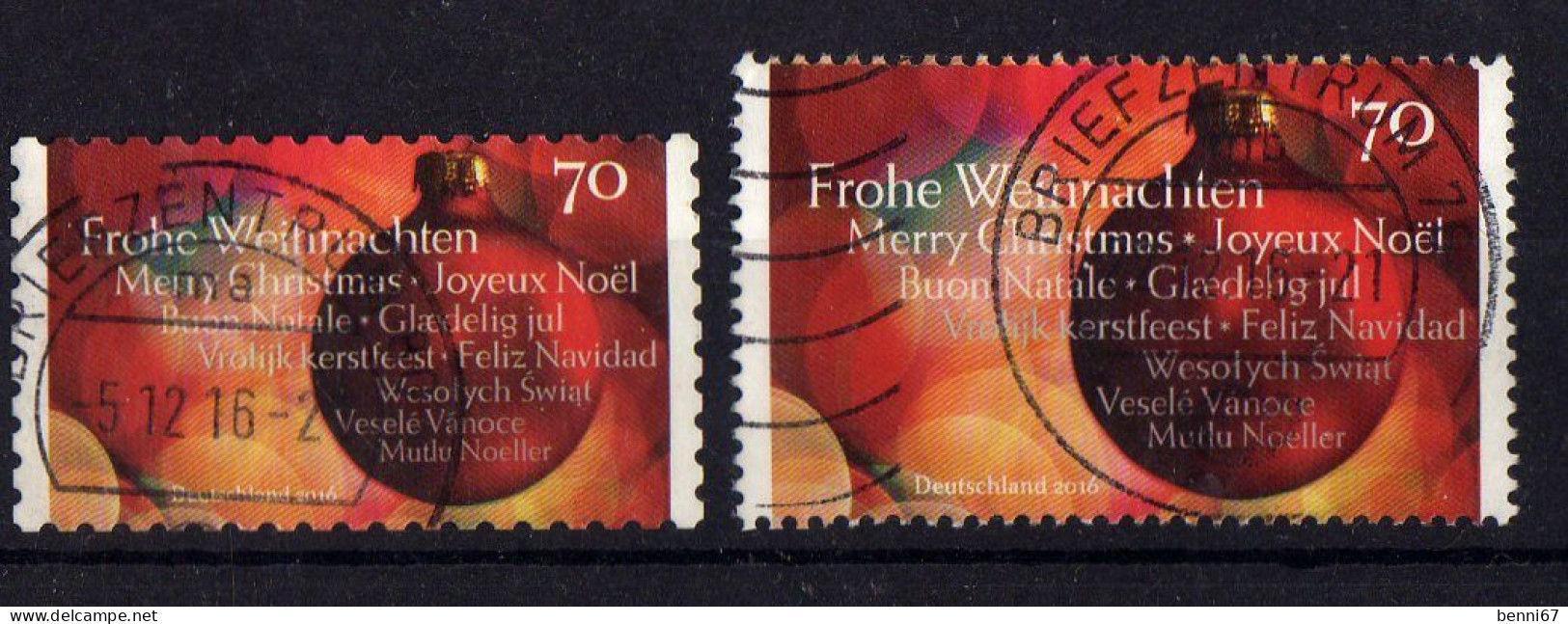 ALLEMAGNE Germany 2016 Christmas Noel (les 2 Dent. Diff.) Obl. - Gebraucht