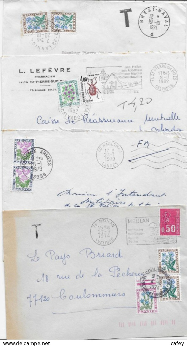 Timbres TAXE FRANCE Type Fleurs 8 Lettres - 1960-.... Lettres & Documents