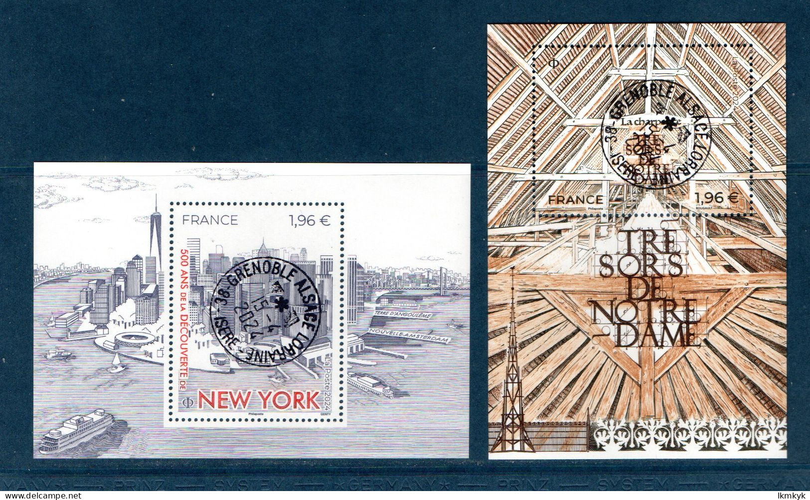 France 2024. Bloc Trésors Notre Dame & New York. Cachet. Rond Gomme D'origine - Souvenir Blokken