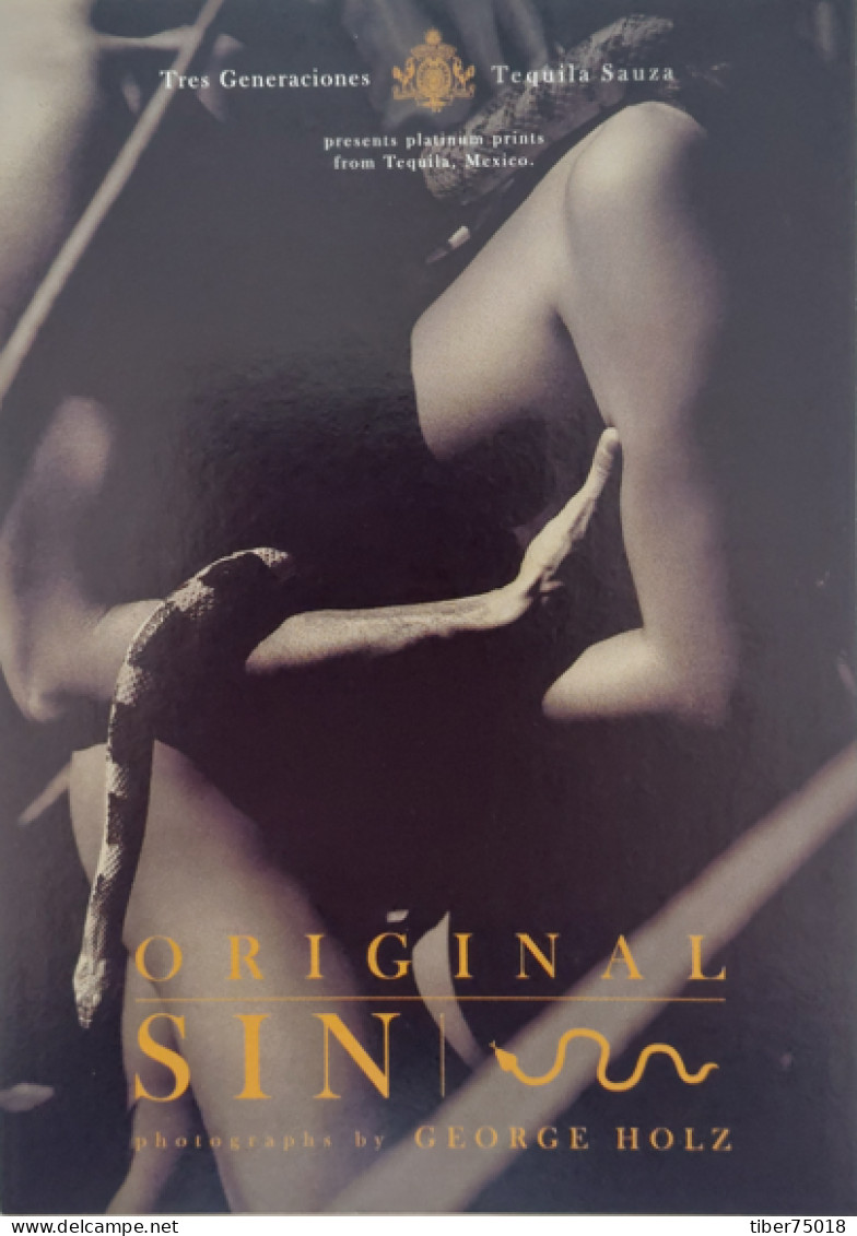 Carte Postale - Original SIN (Taquila Sauza - Alcool) Photo By George Holz (homme Nu, Femme Nue, Serpent) (Adam Et ève) - Advertising