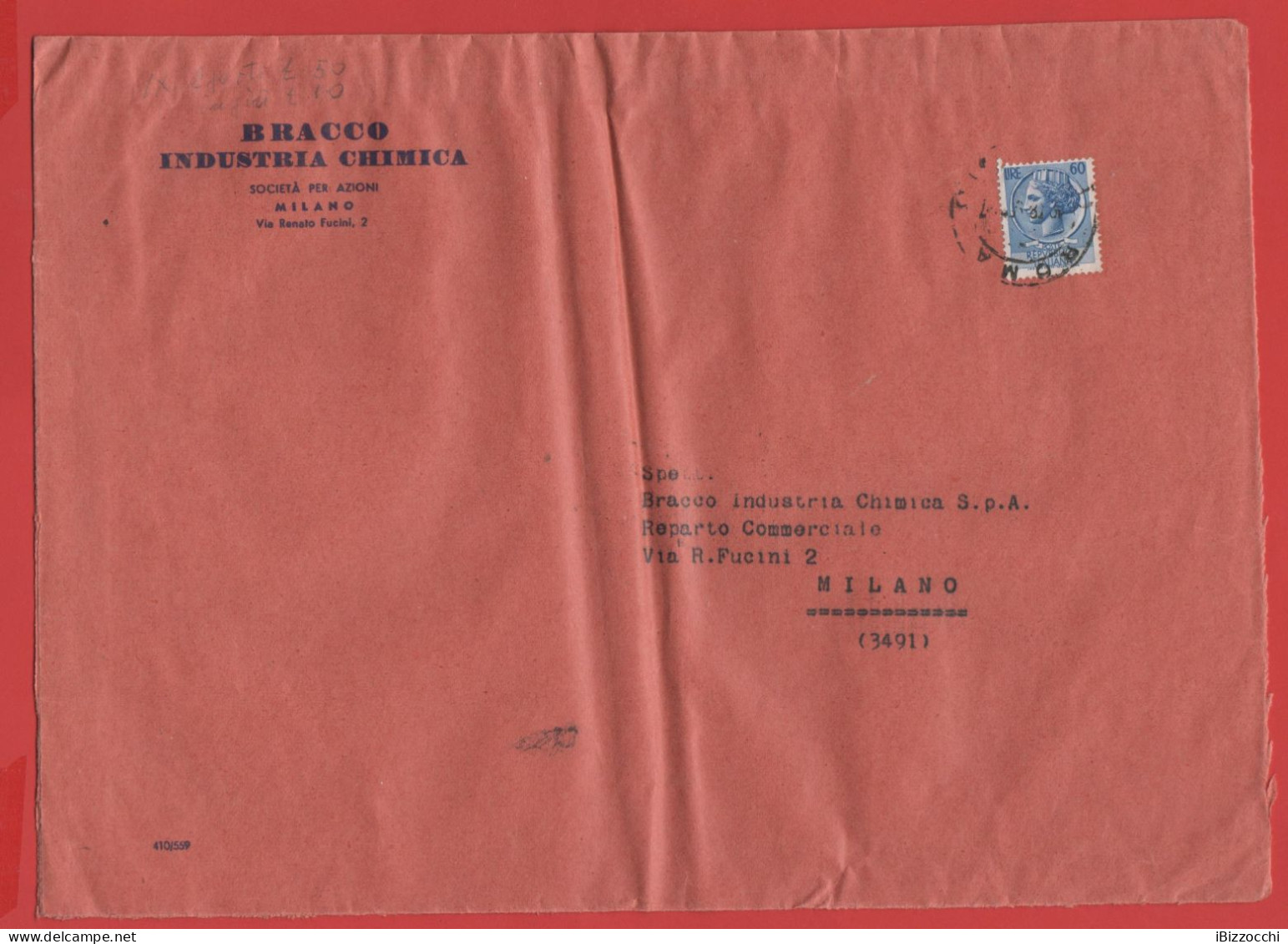 ITALIA - Storia Postale Repubblica - 1960 - 60 Antica Moneta Siracusana (isolato) - Busta Di Grande Formato - Viaggiata - 1946-60: Marcofilia