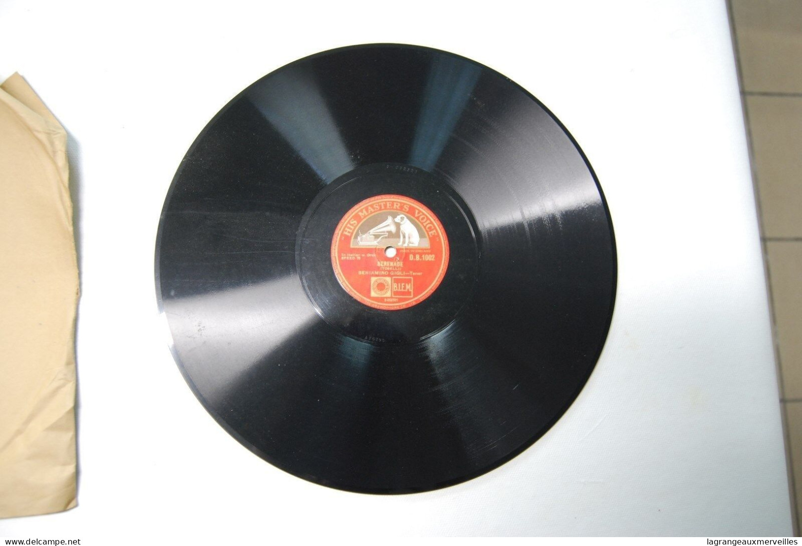 Di2 - Disque - His Masters Voice - Serenade - Gigli - Tenor - 78 Rpm - Schellackplatten