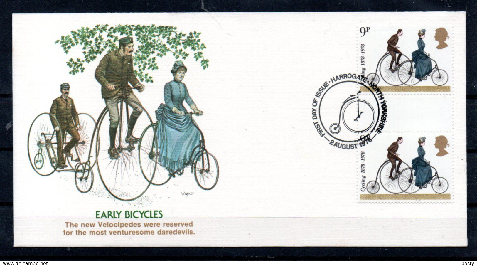 GRANDE BRETAGNE - GREAT BRITAIN - 1978 - FDC - EARLY BICYCLES - VELOS DU PASSE - - 1971-1980 Decimale  Uitgaven