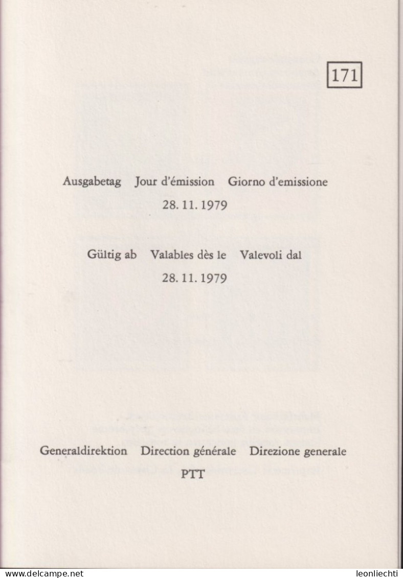 1979 Schweiz > Pro Juventute, PTT Faltblatt Nr.171, ET, ° Mi:CH1165-1168, Zum:CH J269-J272,  Gemeindewappen - Brieven En Documenten