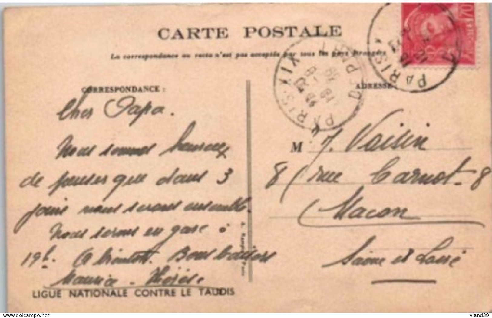 POULBOT.    Enfants Sur Le Palier - Carte émise Par La Ligue Nationale Contre Le Taudis. Cachet Poste 1939 - Poulbot, F.