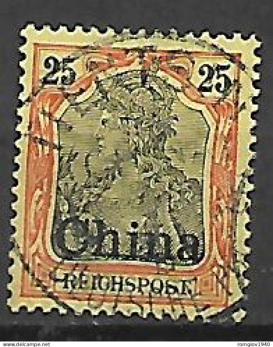 GERMANIA REICH  UFFICI IN CINA  1900 FRANCOBOLLI DELLA GERMANIA SOPRASTAMPA YVERT. 13 USATO VF - China (kantoren)