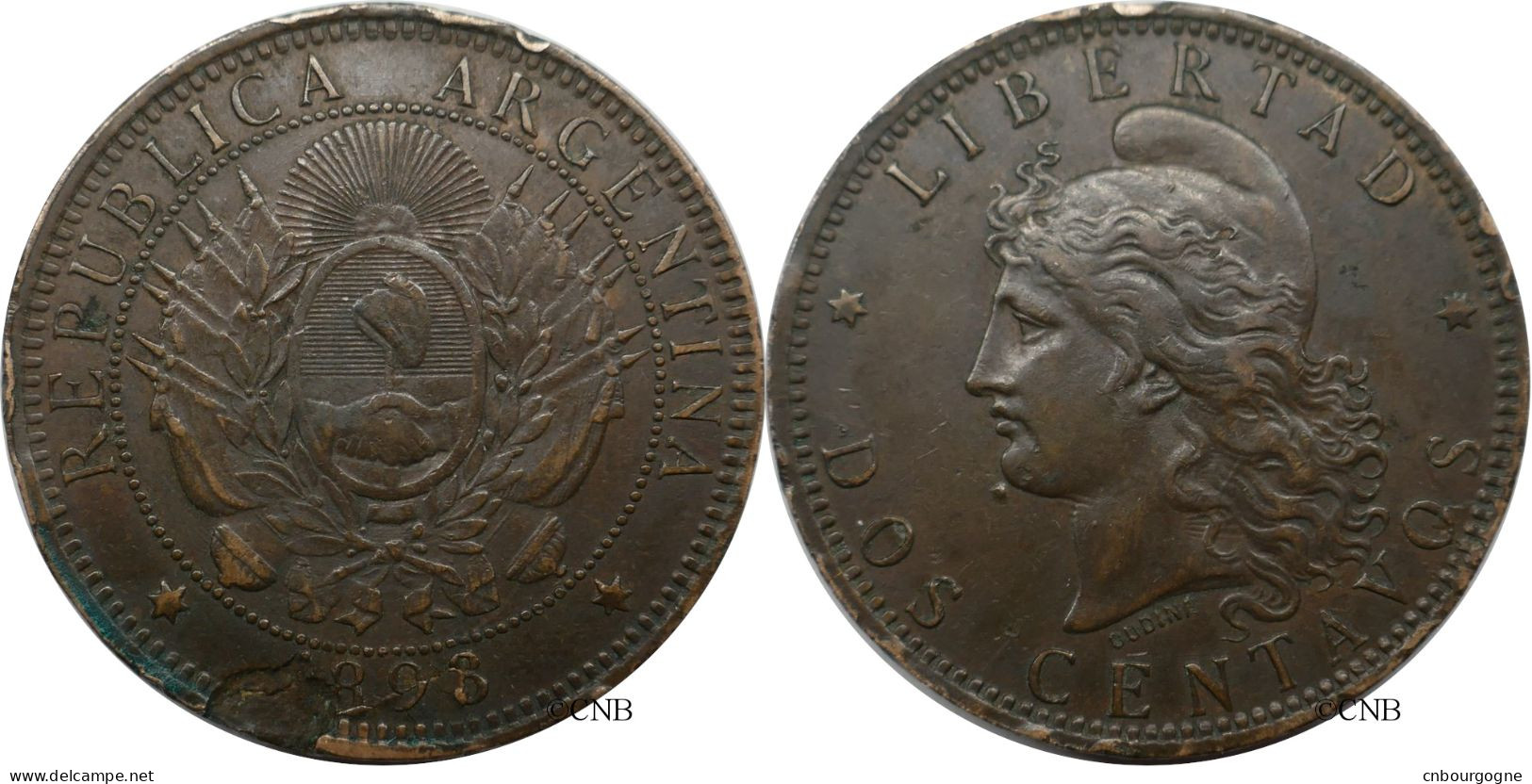 Argentine - République - 2 Centavos 1896 Flan Splitté - TTB/XF45 - Mon6427 - Argentinië