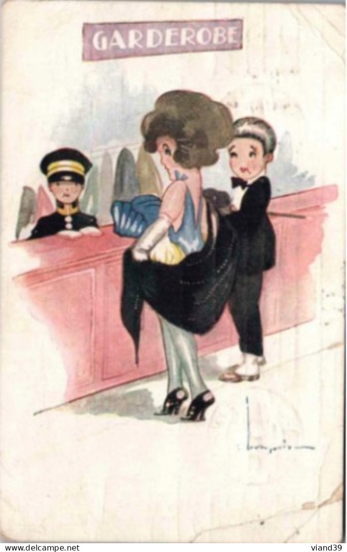 Femme Au Vestiaire. Illustrateur Signature Illisible. Carte Allemande Avec Un Cachet Poste De 1923 - Poulbot, F.