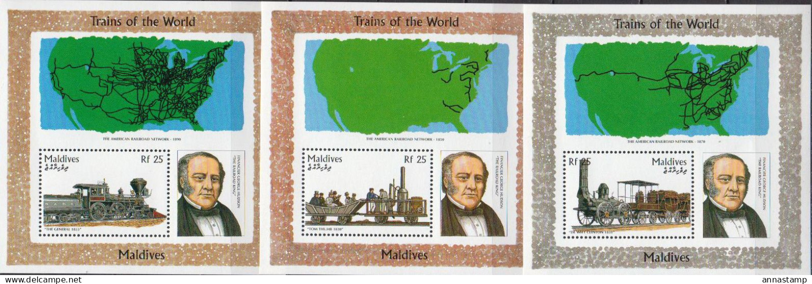 Maldives 3 MNH SSs - Treinen