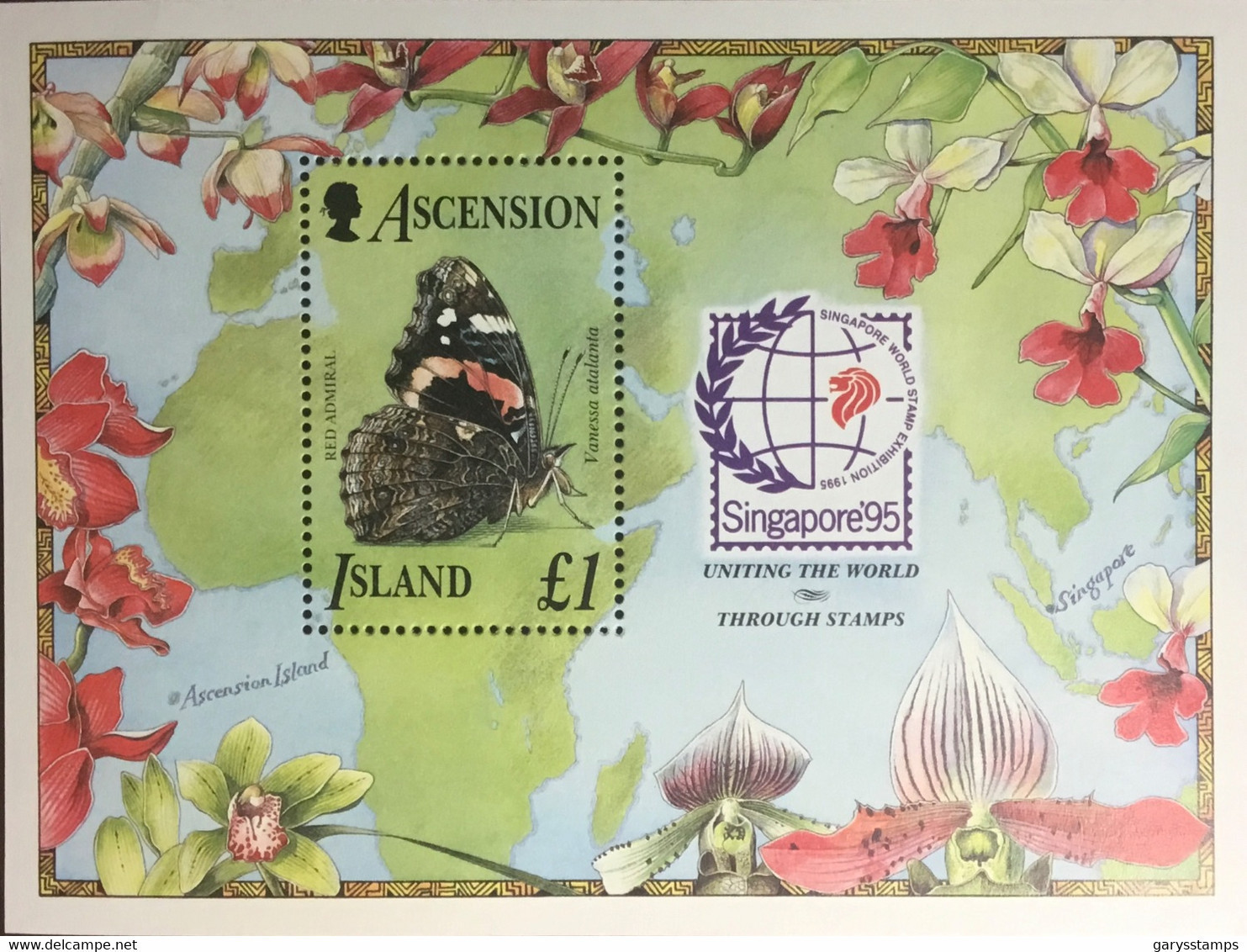 Ascension 1995 Singapore Butterflies Minisheet MNH - Vlinders