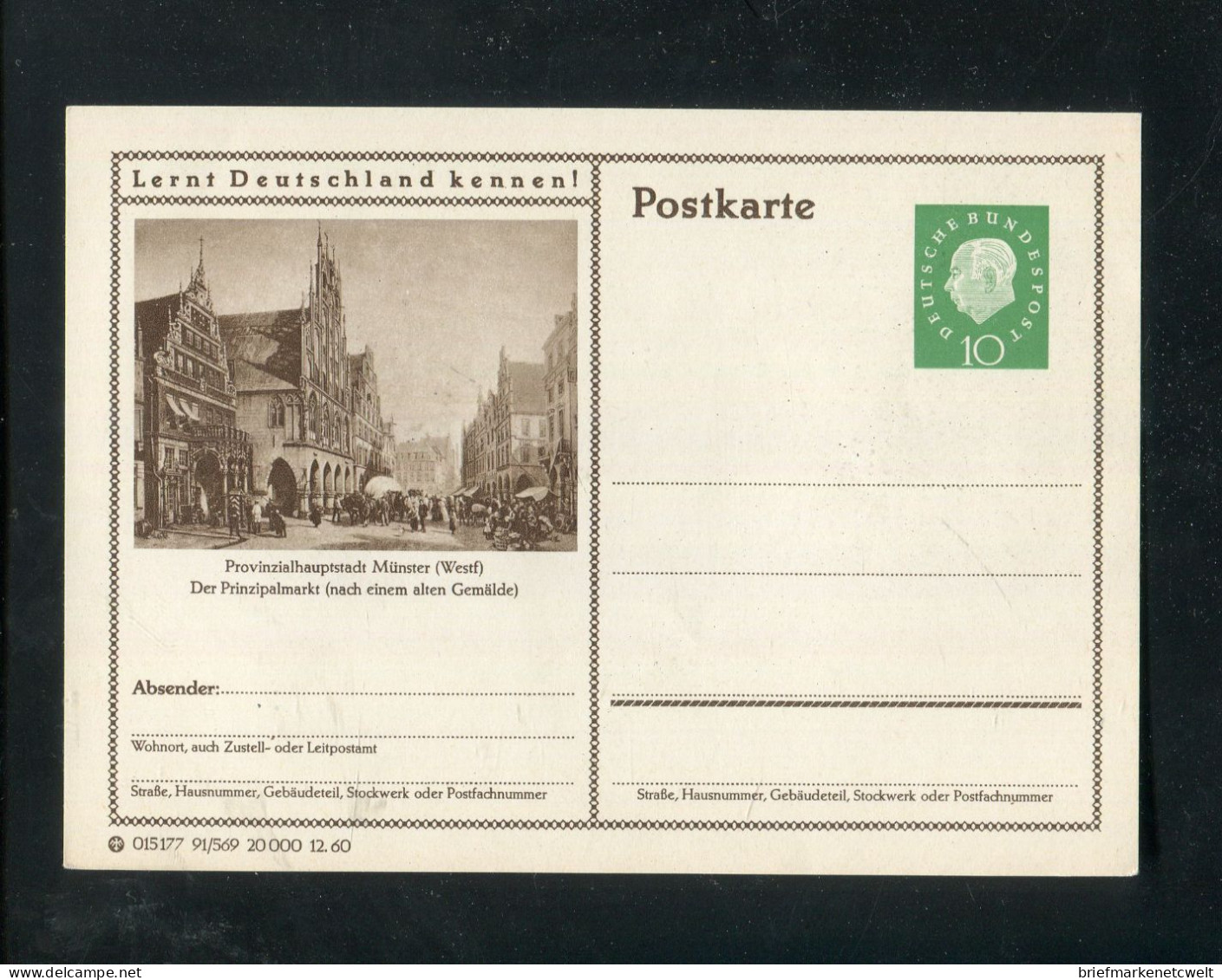 "BUNDESREPUBLIK DEUTSCHLAND" 1960, Bildpostkarte Mit Bild "MUENSTER" (B1151) - Cartes Postales Illustrées - Neuves