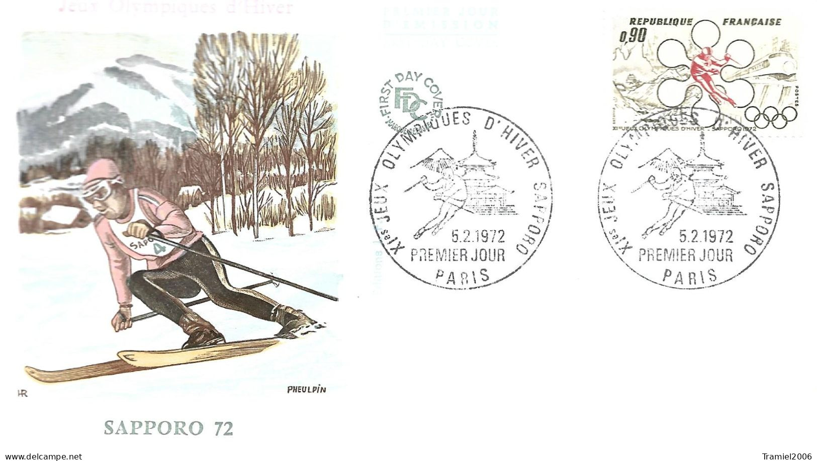 FRANCE 1972 - YT 1705 - XIe Jeux Olympiques D'Hiver - SAPPORO 1972 - 05.02.1972 - 1970-1979