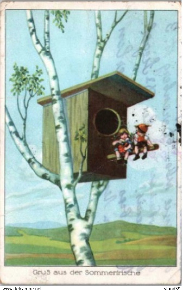 Deux Enfants Au Bord D'un Nichoir Dans Un Arbre. Carte Allemande.   Daté De 1923 - Poulbot, F.