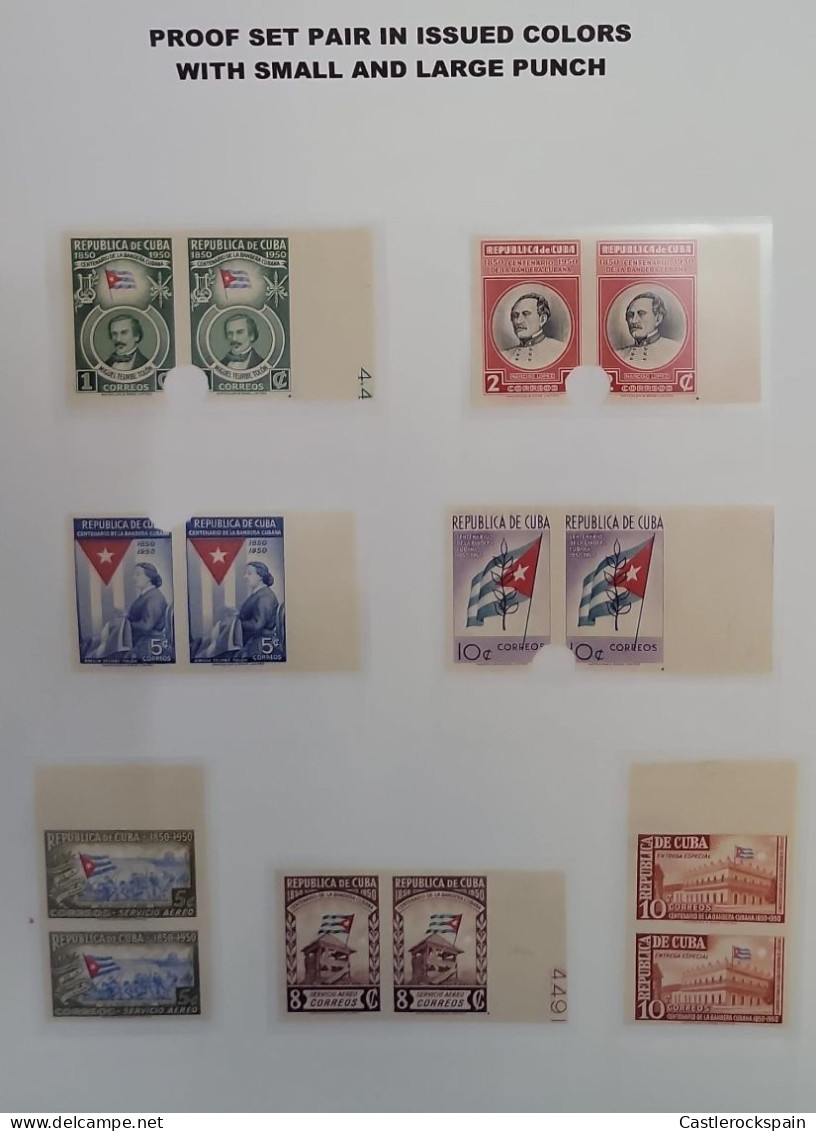 O) 1951 CUBA, IMPERFORATE PUNCH, MIGUEL TEURBE TOLON AND FLAG, NARCISO LOPEZ. EMILIA TEURBE TOLON SEWING FLAG, CUBAN FLA - Sonstige & Ohne Zuordnung