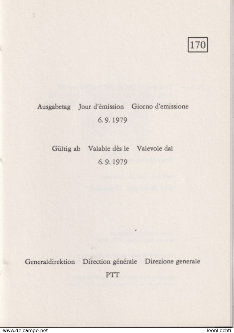 1979 Schweiz PTT Faltblatt Nr.170, ET ° Mi:CH 1160 Zum:CH 612, Taufstein In Der Kirche Saanen - Cartas & Documentos