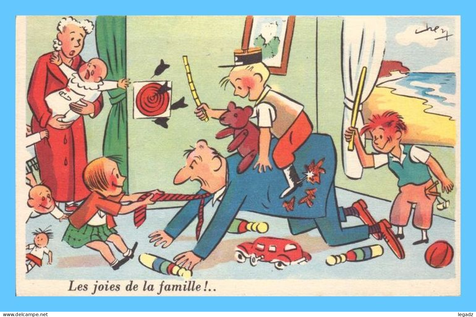 Trois CPA - Humour (Chen) - Les Vaches - Mari Modèle - Joies Famille - Humour