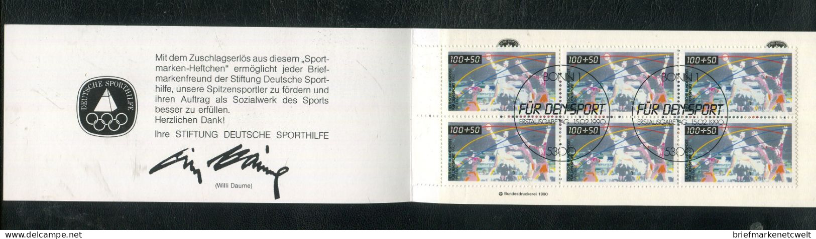 "BUNDESREPUBLIK DEUTSCHLAND" 1990, Sport-Markenheftchen Gestempelt (B1154) - 1971-2000