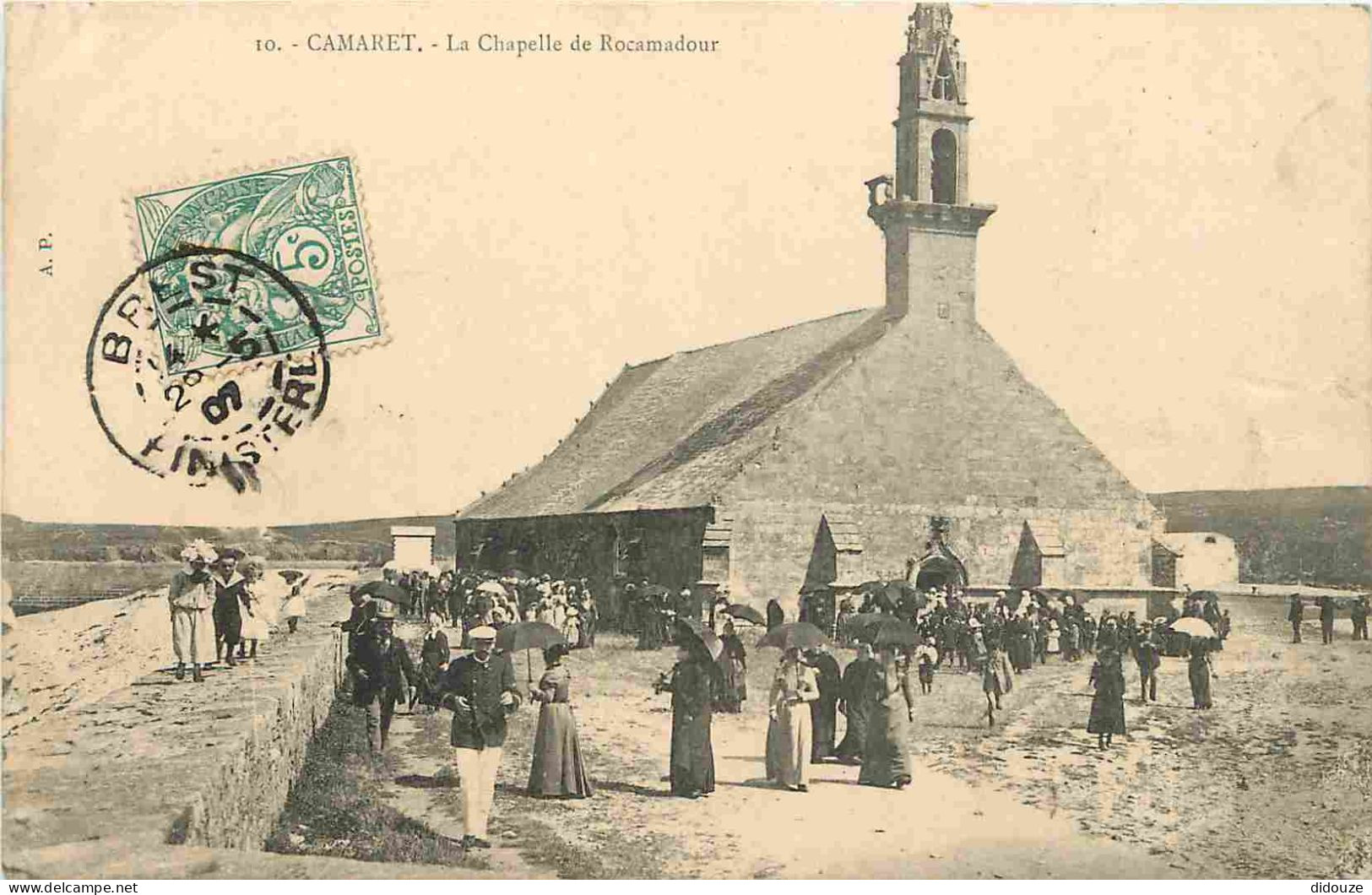 29 - Camaret - La Chapelle De Rocamadour - Animée - CPA - Oblitération Ronde De 1907 - Voir Scans Recto-Verso - Camaret-sur-Mer