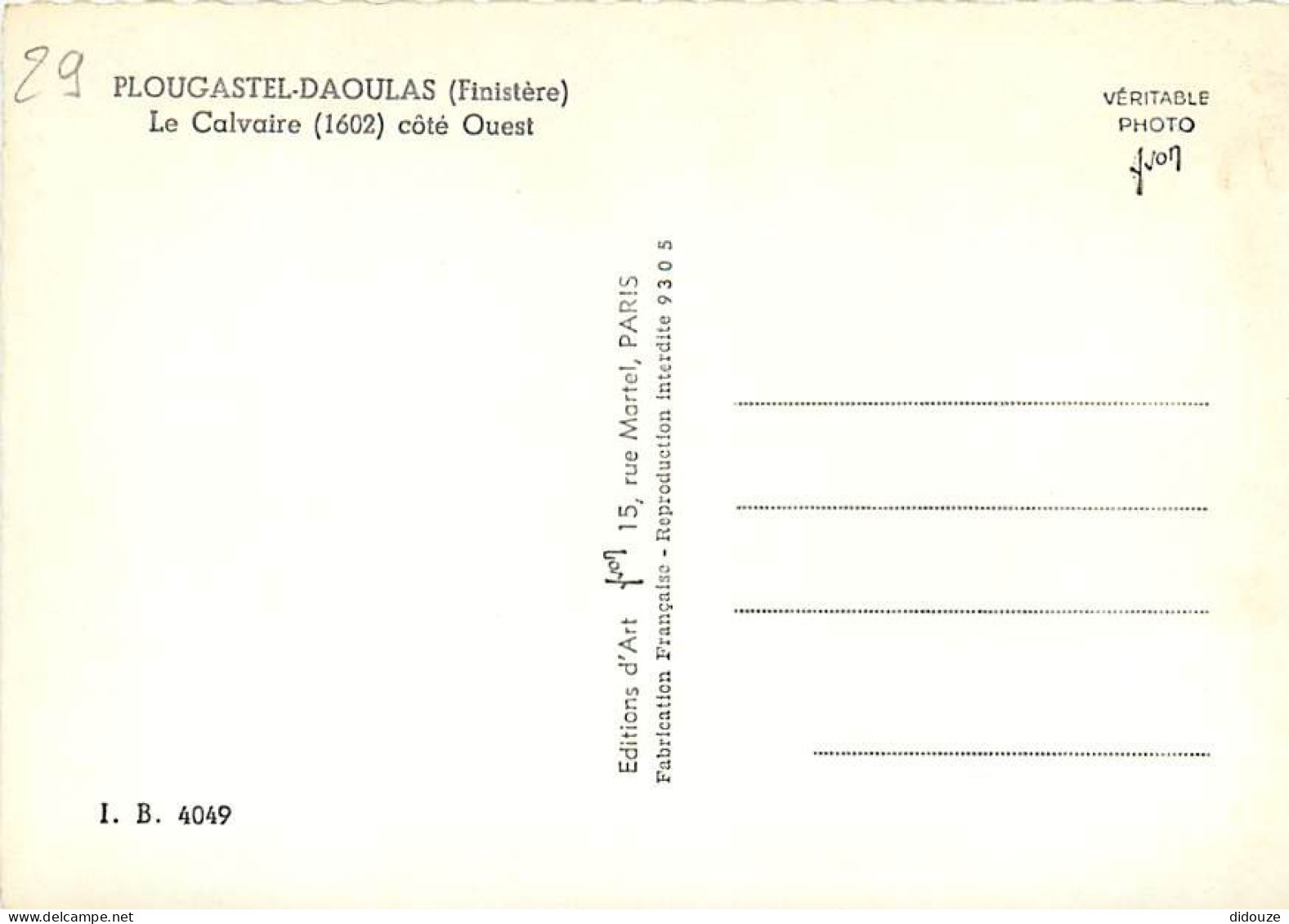 29 - Plougastel Daoulas - Le Calvaire Breton (1602) Côté Ouest - Mention Photographie Véritable - CPSM Grand Format - Ca - Plougastel-Daoulas