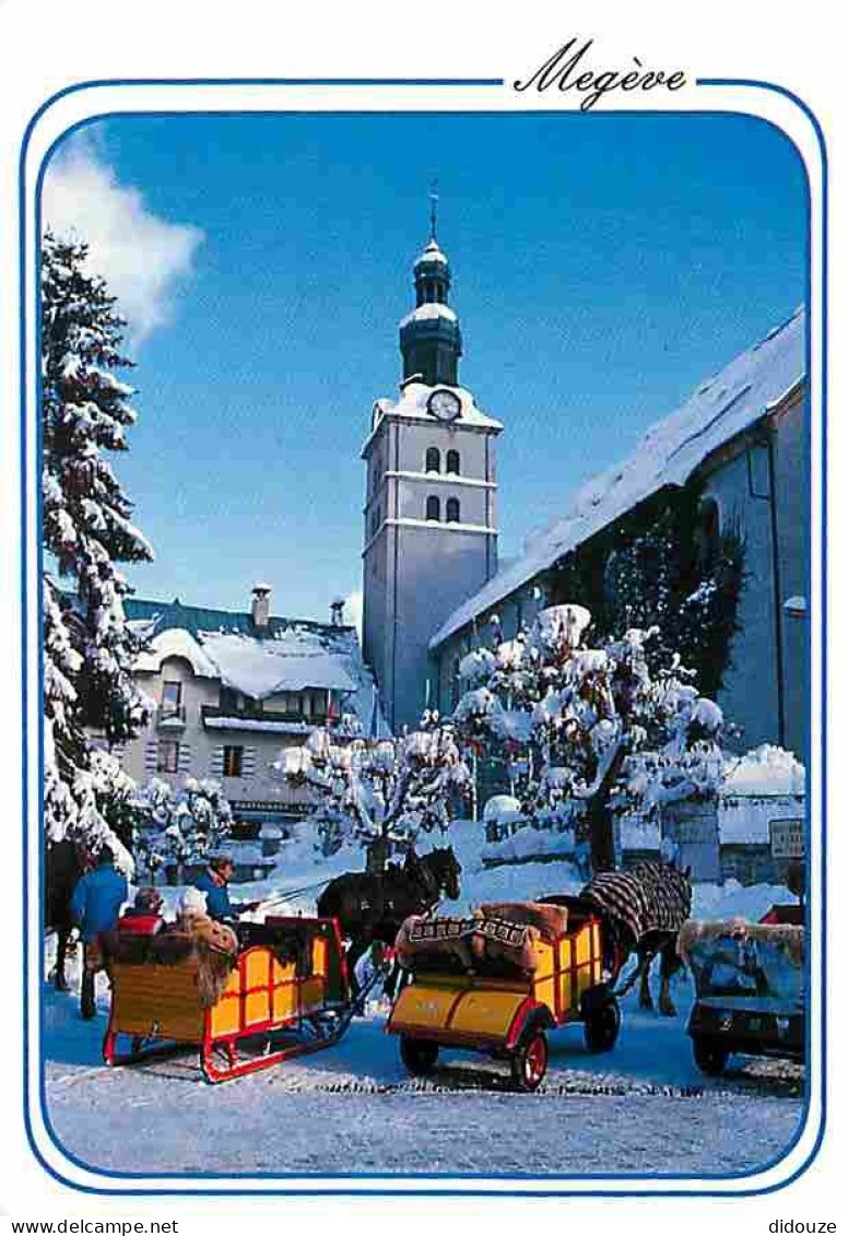 74 - Mégève - Place De L'Eglise - Chevaux - Traineau - Hiver - Neige - CPM - Voir Scans Recto-Verso - Megève