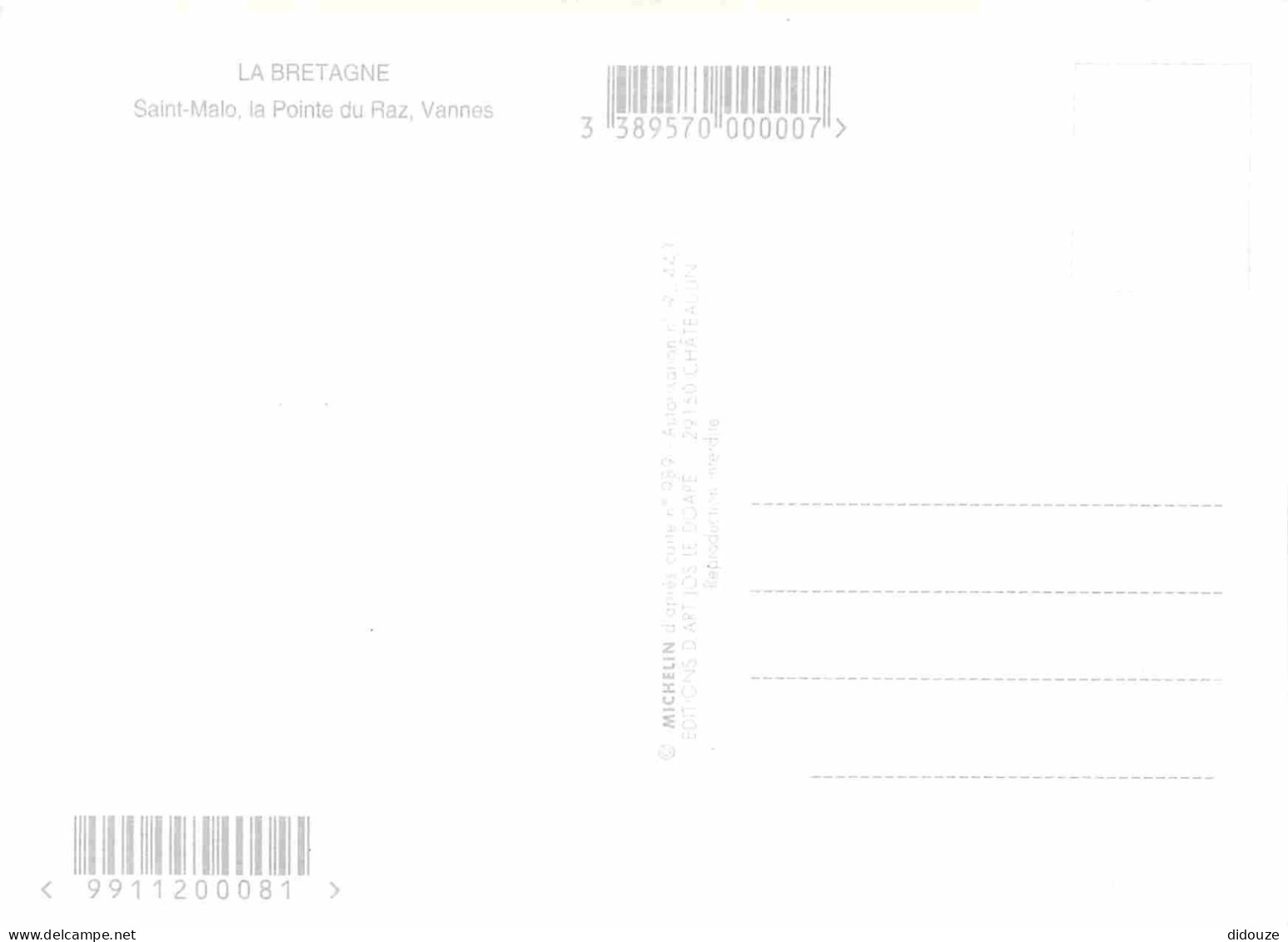 Régions - Bretagne - Multivues - Carte Géographique Michelin - CPM - Voir Scans Recto-Verso - Bretagne