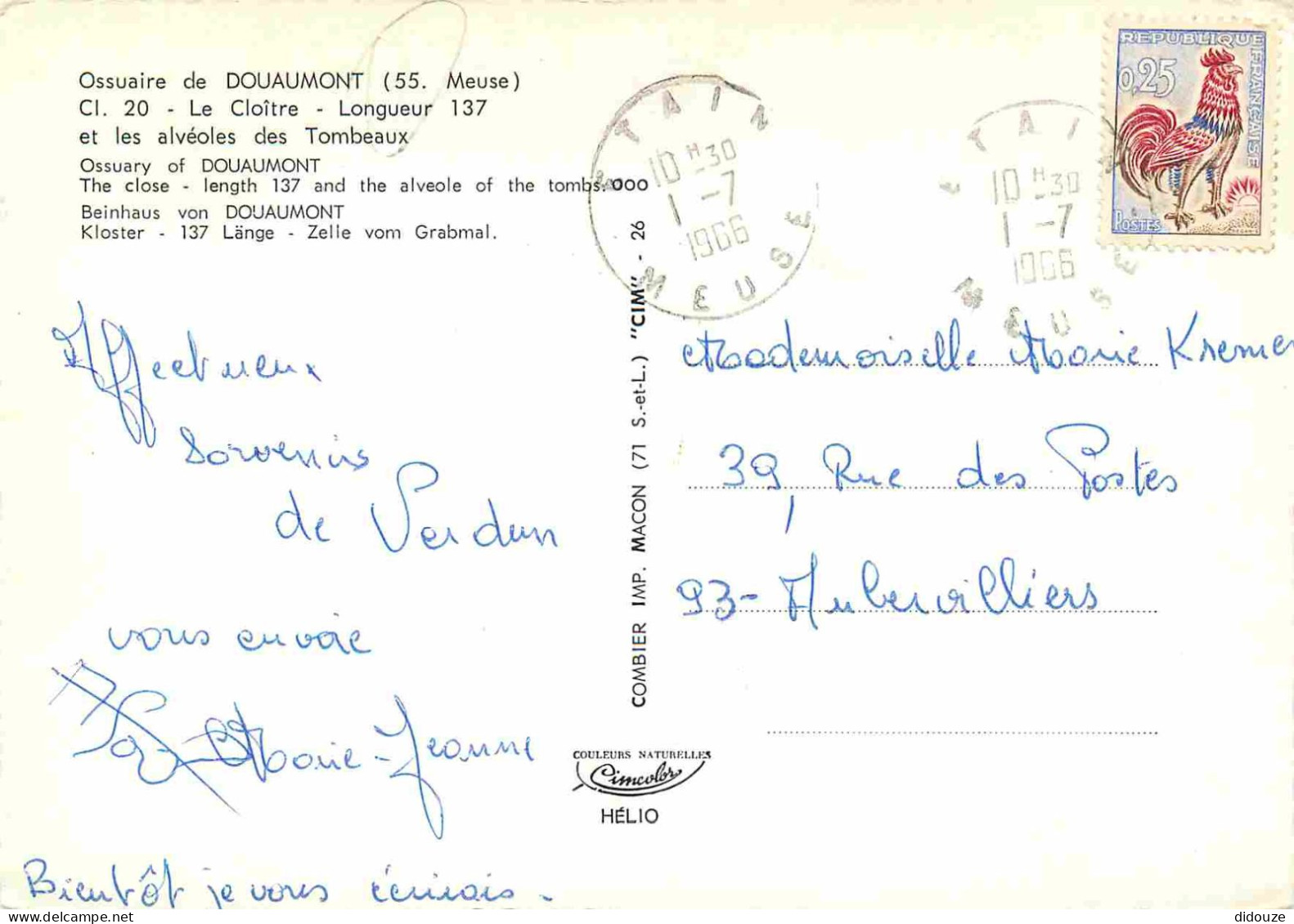 55 - Douaumont - Intérieur De L'Ossuaire De Douaumont - Le Cloitre Et Les Alvéoles Des Tombeaux - Carte Dentelée - CPSM  - Douaumont