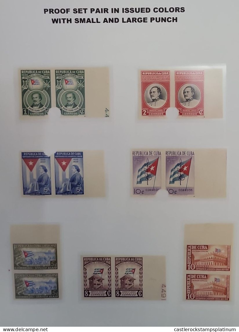 O) 1951 CUBA, IMPERFORATE PUNCH, MIGUEL TEURBE TOLON AND FLAG, NARCISO LOPEZ. EMILIA TEURBE TOLON SEWING FLAG, CUBAN FLA - Autres & Non Classés