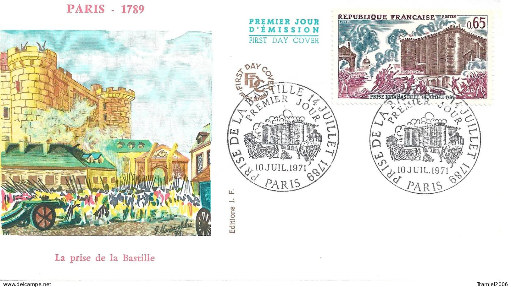 FRANCE 1971 - YT 1680 - Prise De La Bastille 14 Juillet 1789 - 10.07.1989 - 1970-1979