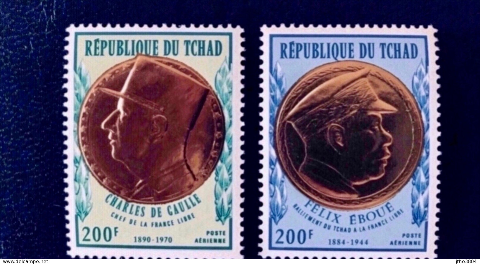 TCHAD 1971 Or 2 V Neuf ** Poste Aerienne PA 96 97 De Gaulle Et Félix Eboué - De Gaulle (Général)