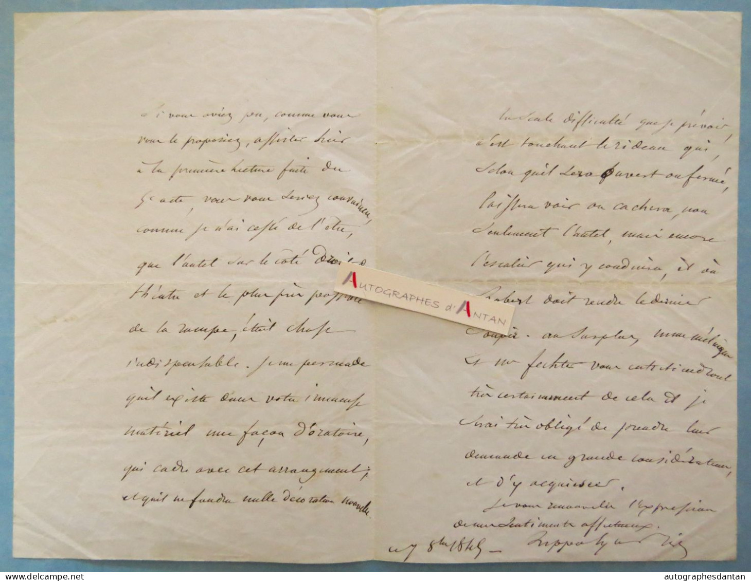 ● L.A.S 1845 Hippolyte BIS Auteur Dramatique Librettiste Né à DOUAI En 1789 - Théâtre Répétition Jeanne - Lettre - Schriftsteller