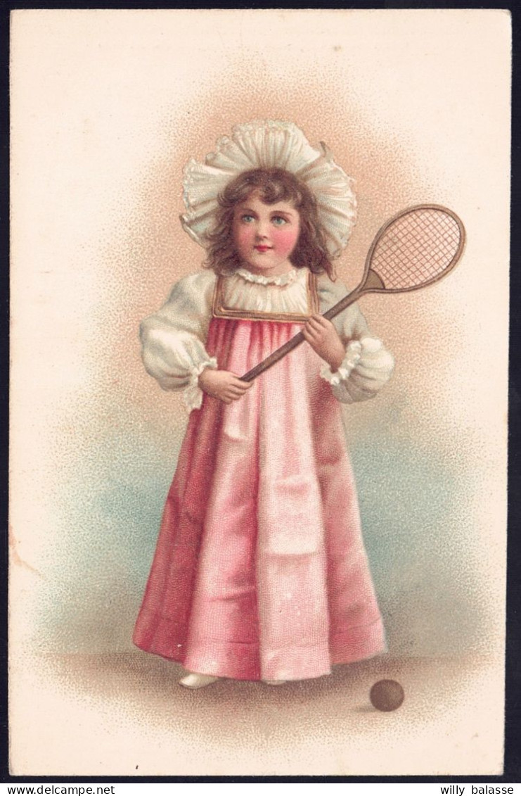 +++ CPA - Fantaisie - Enfant - Fille Fillette Girl - Sport - TENNIS - Construction Eglise Wainage FARCIENNES // - Tenis