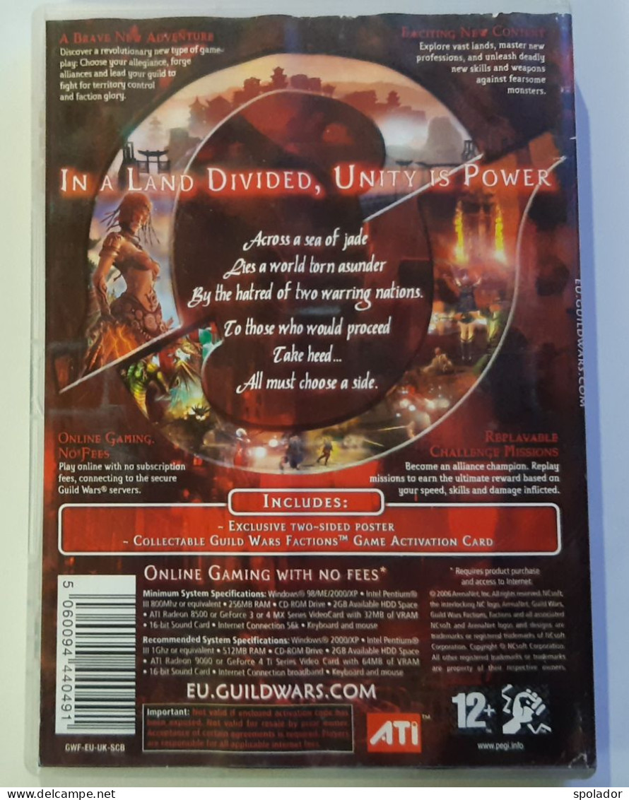 Guild Wars Factions PC CD-ROM Online Software Game-(2006)-2 Discs - Giochi PC